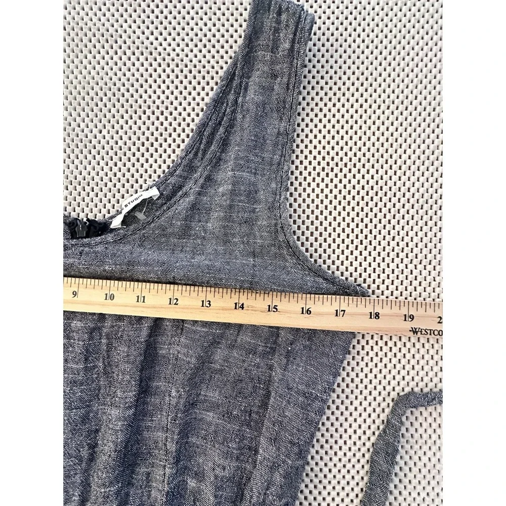 Max Studio Linen Jumpsuit Sz S Sleeveless Wide Leg Crop Heather Gray Casual Boho